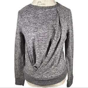 Cable & Gauge Grey Draped Crewneck Sweater Women's Size Small NWT
